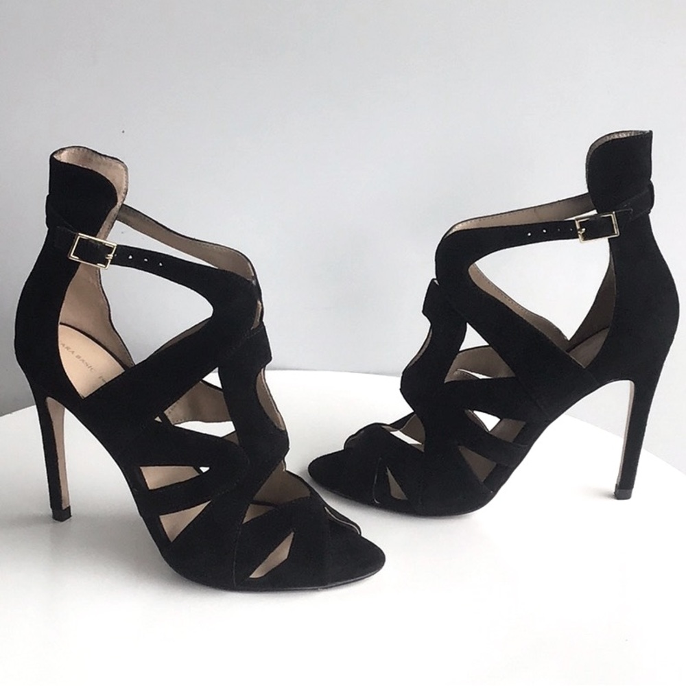 Zara cutout suede black stiletto heels